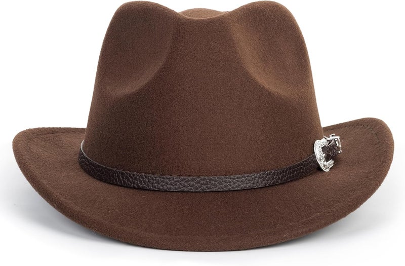 Vikodah Kids Wide Brim Western Cowboy Cowgirl Hat - Boys Girls Felt Fedora Hats for 2-6 Years - Image 2